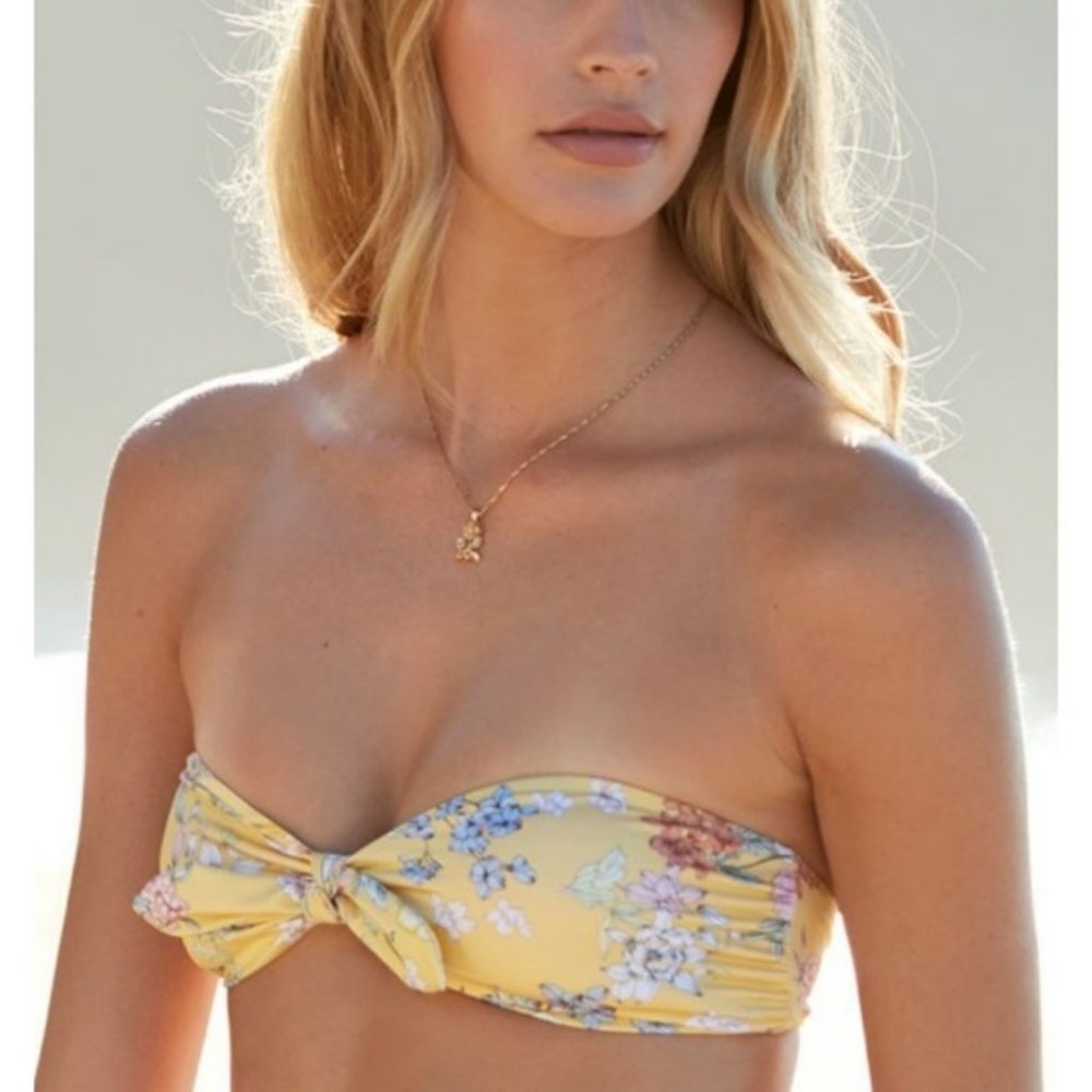 Pacsun L.A. Hearts Strapless Bikini Top Yellow Floral Size Large